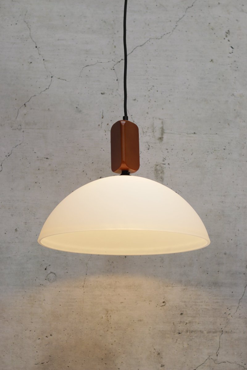 Homestead Woodtop Pendant Light with large shade