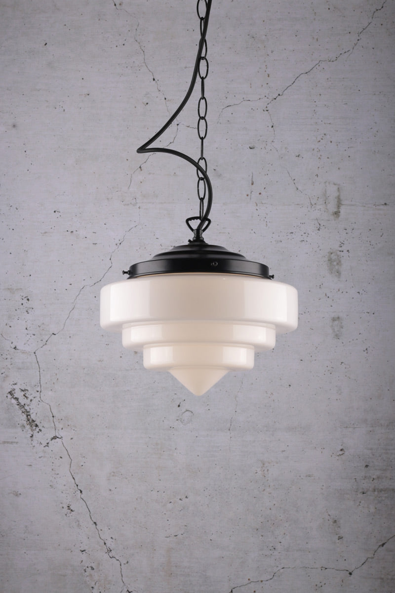 Pensacola Deco Pendant Light on black chain cord