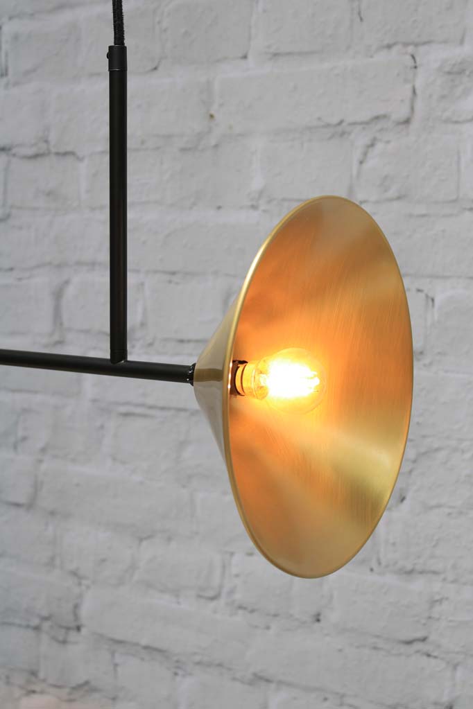 Cone Junction Light in black with Aged Solid Brass cones