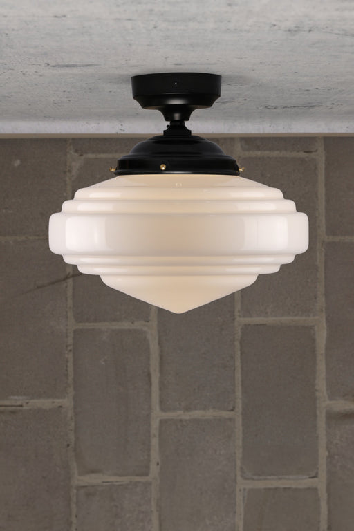 White glass flush mount shop ceiling light