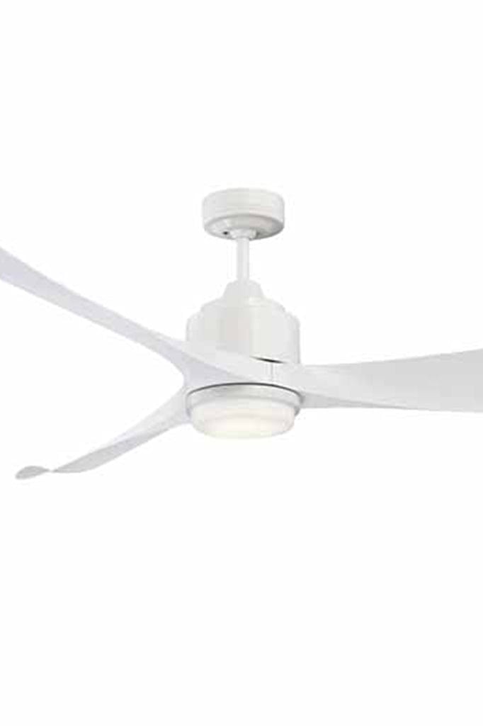 White ceiling fan with LED light.