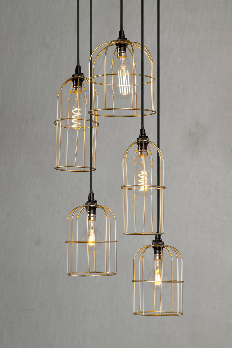 Cage Light Chandelier with 5 drop design — Fat Shack Vintage