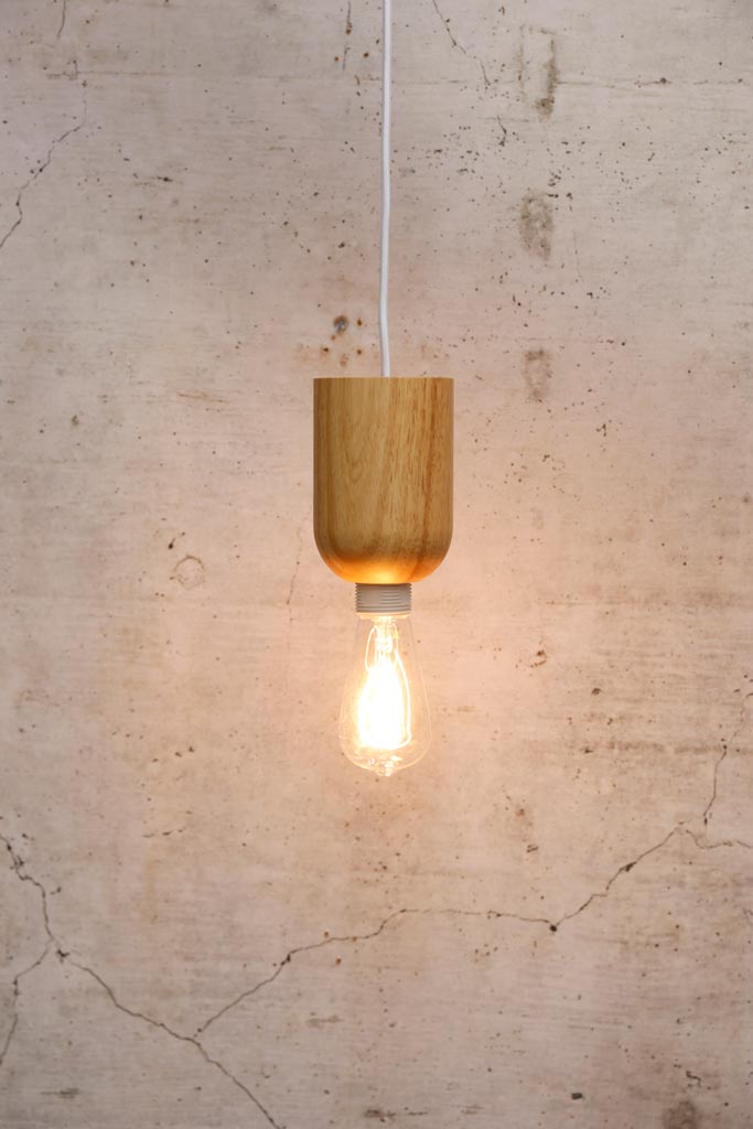 Nord Wood Pendant Light Cord with LED bulb