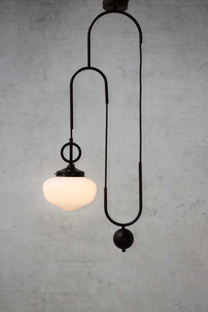 Opal glass black cord pendant light black with no disc