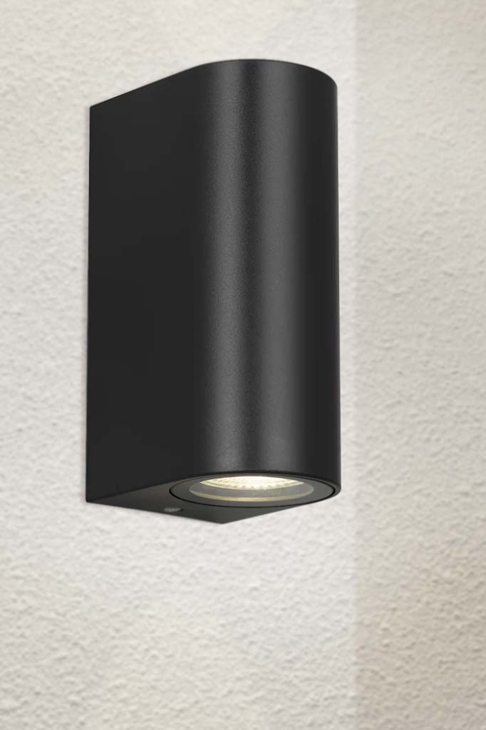 Outdoor up down wall light with black finish