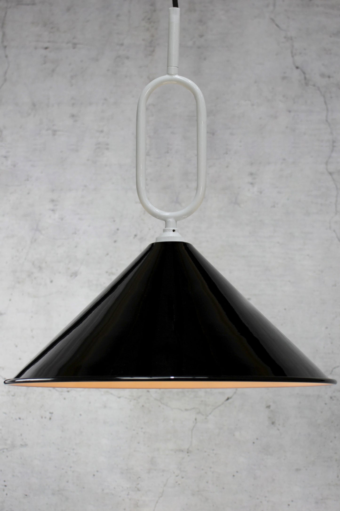 Black large shade White Loop Pendant Light