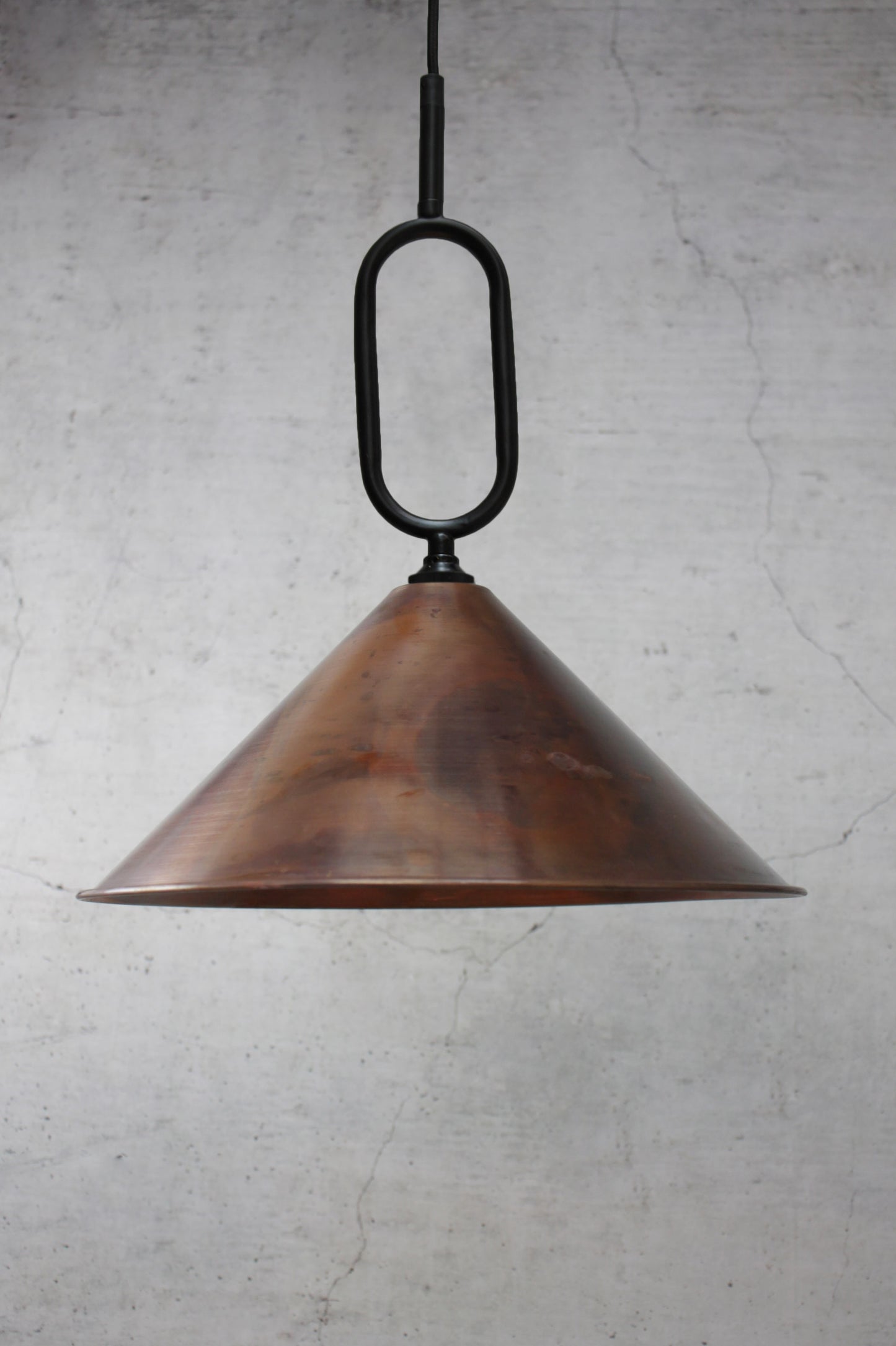 copper large shade black Loop Pendant Light