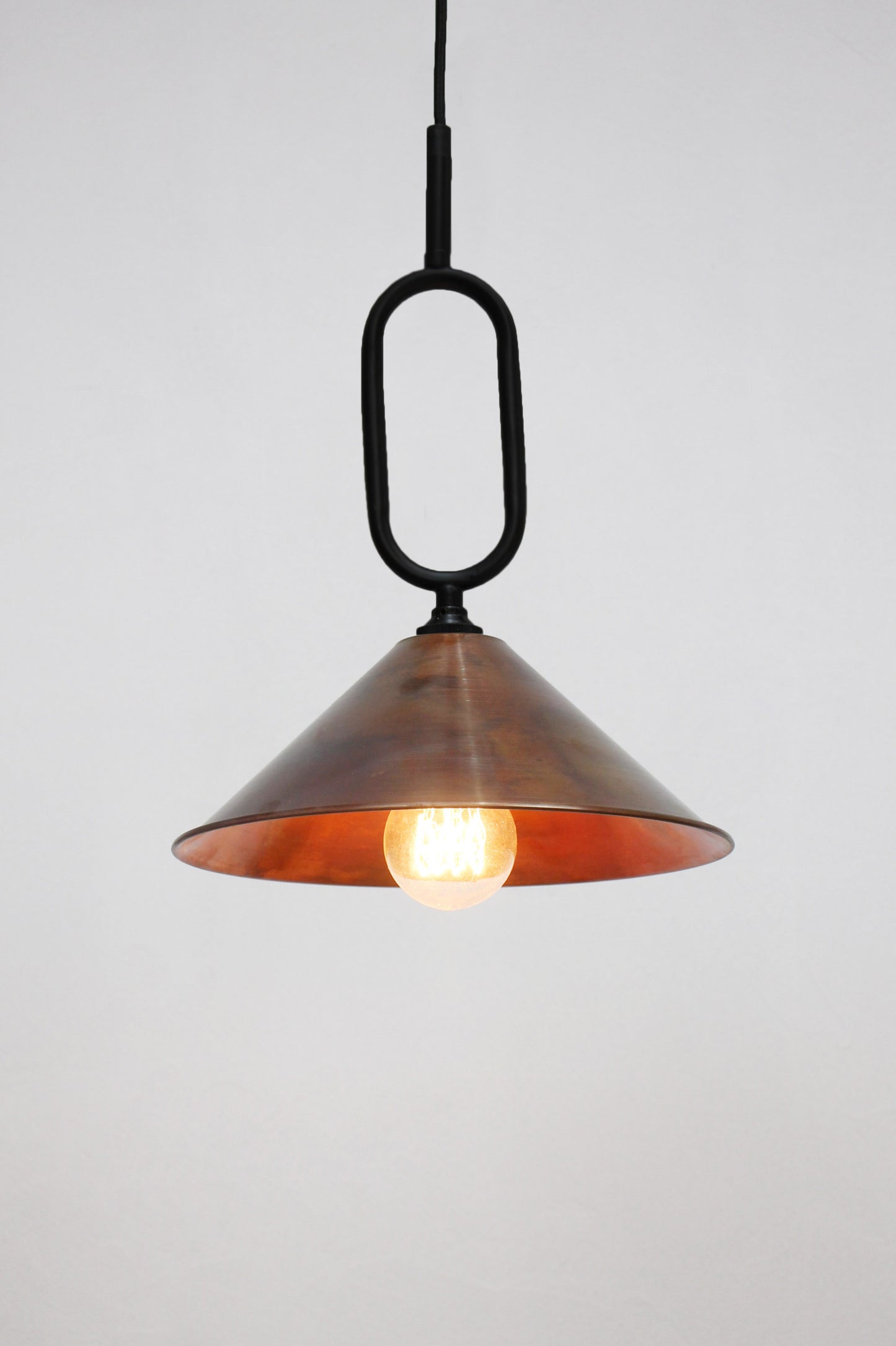 copper small shade black Cone Loop Pendant Light