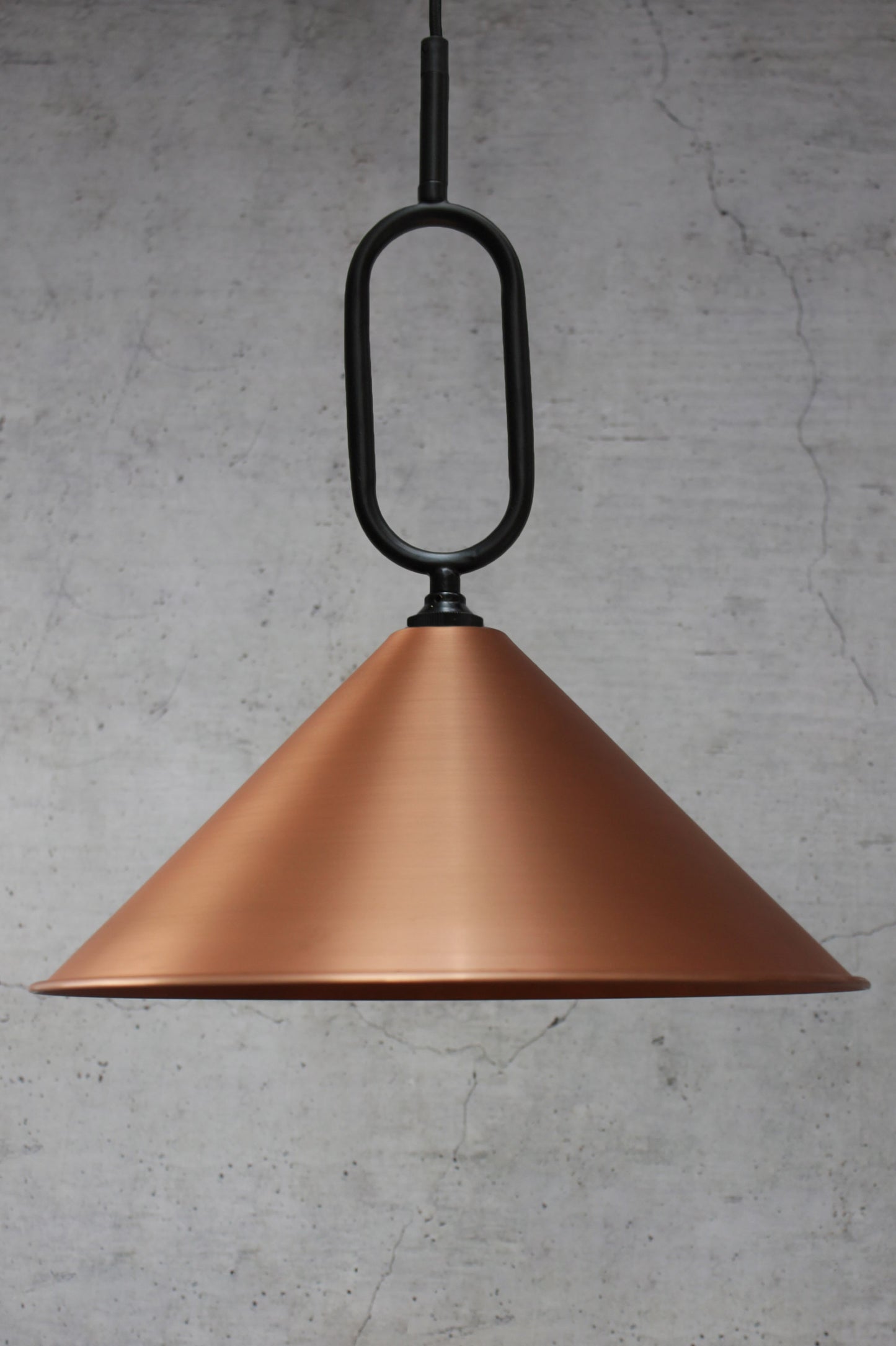 bright copper large shade black Loop Pendant Light