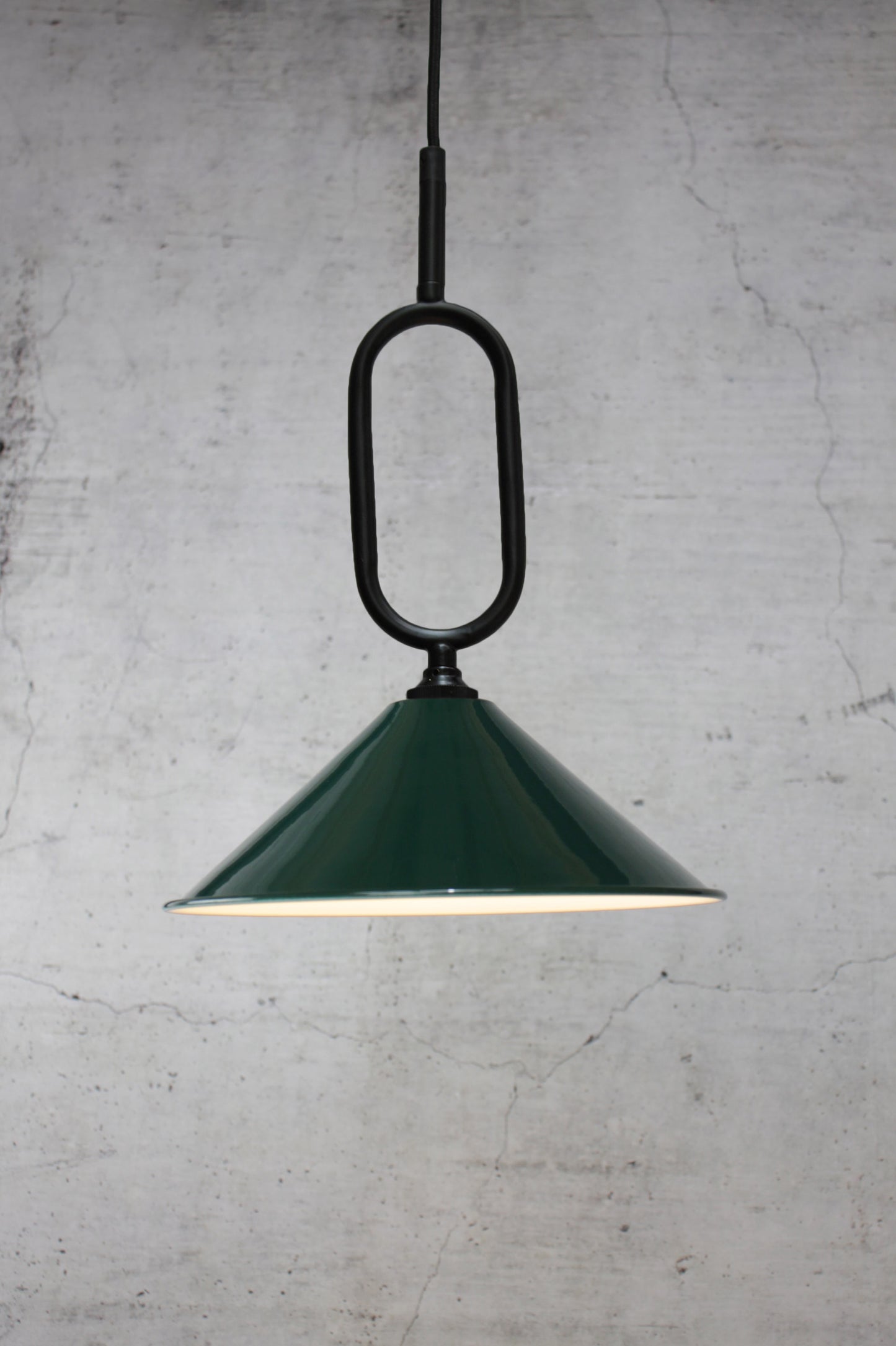 green small shade black Cone Loop Pendant Light