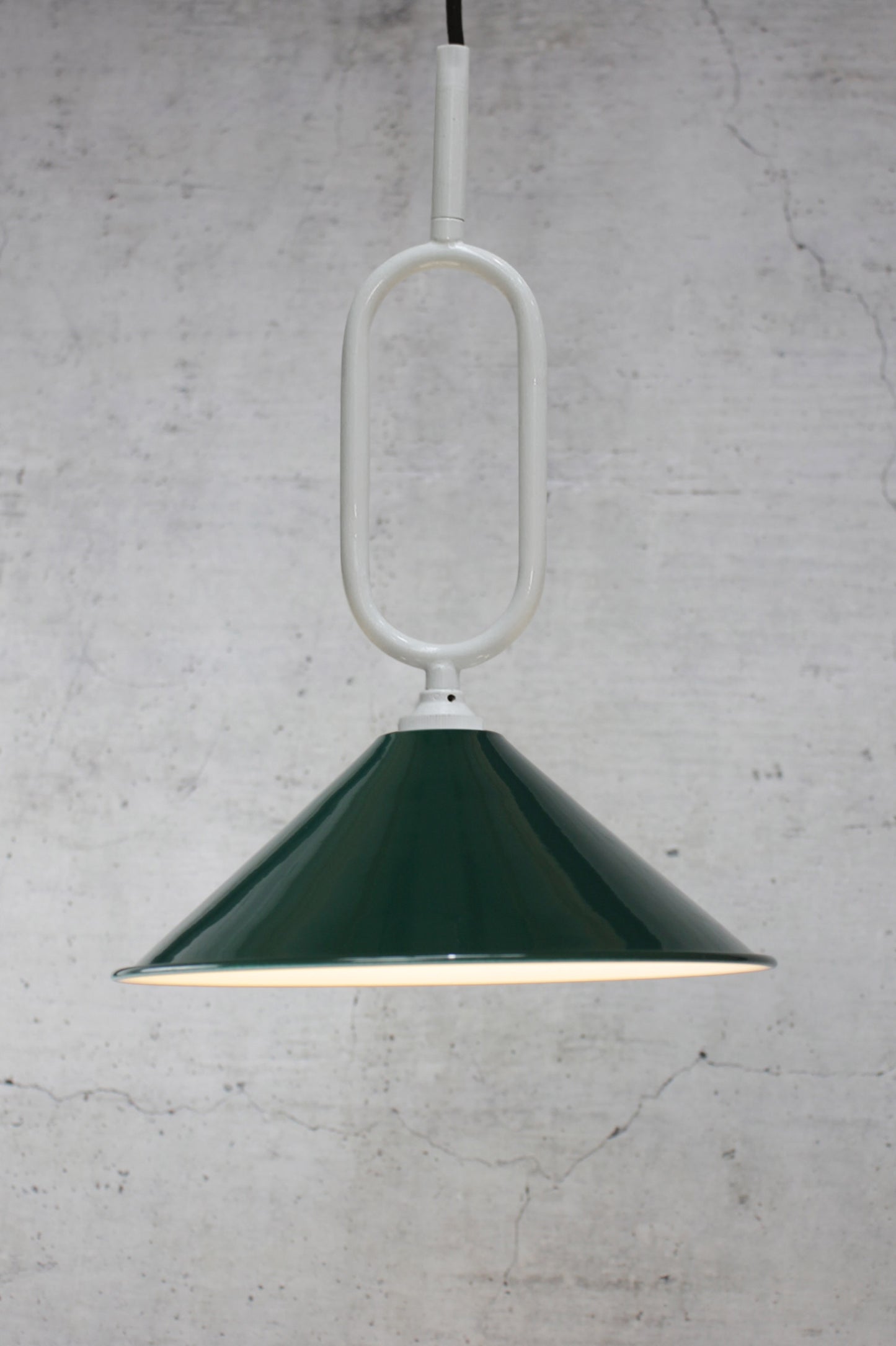 green small shade white Cone Loop Pendant Light