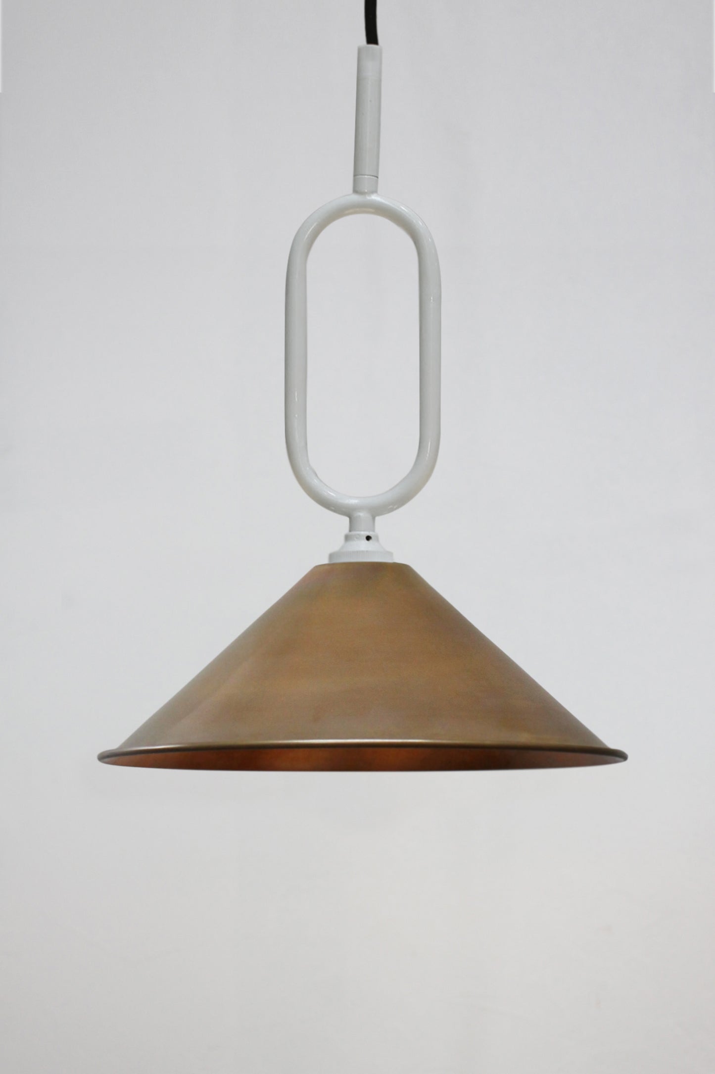 aged brass small shade white Loop Pendant Light