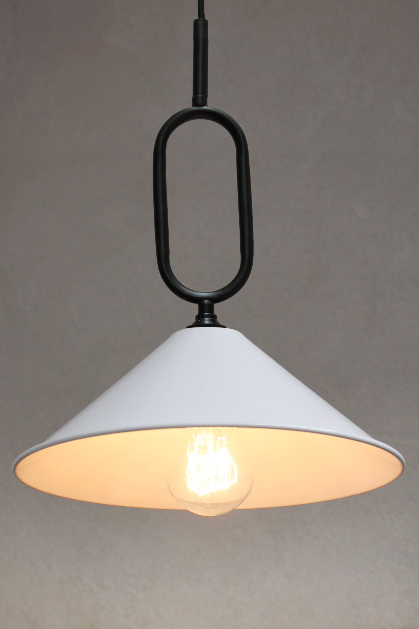 White small shade black Loop Pendant Light