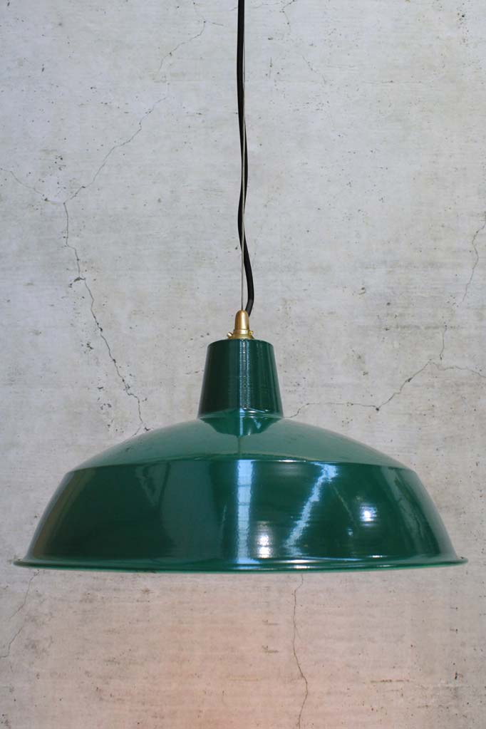 Warehouse Cable Pendant Light green large shade small with gold brass Cable