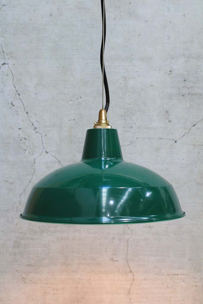 Warehouse Cable Pendant Light small green shade small with gold brass  Cable