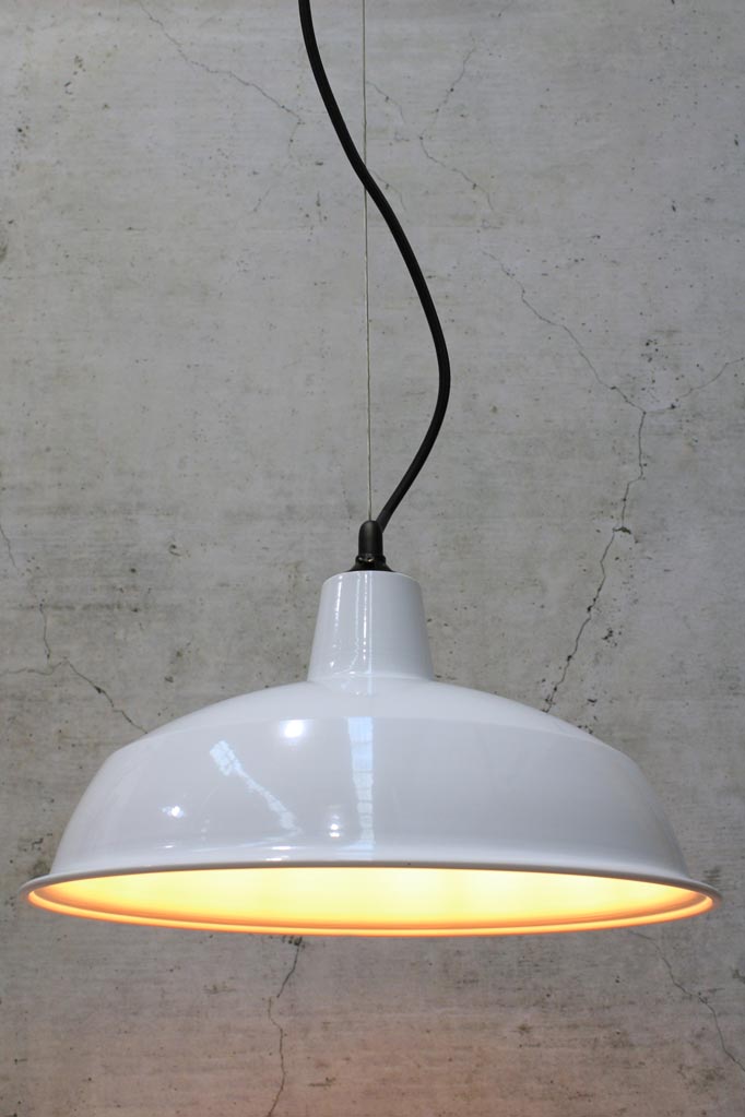 Warehouse Cable Pendant Light white large shade small with black Cable