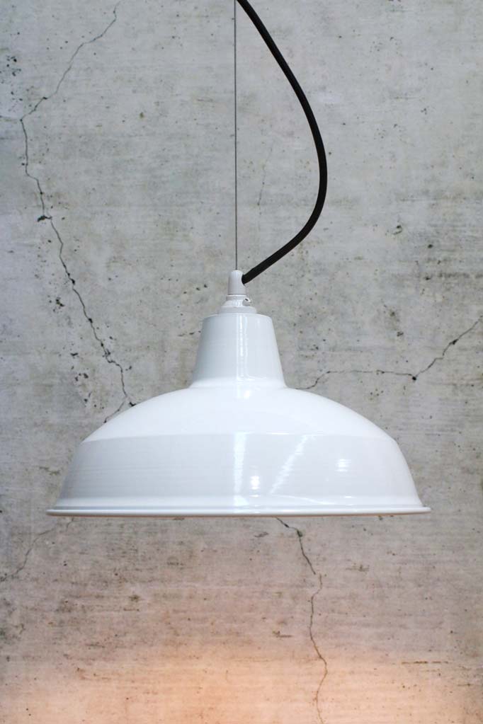 Warehouse Cable Pendant Light white shade small with white Cable