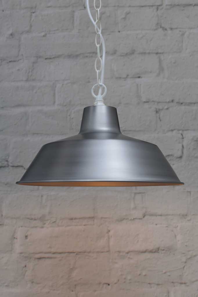 Modern style steel light shade with white chain cord