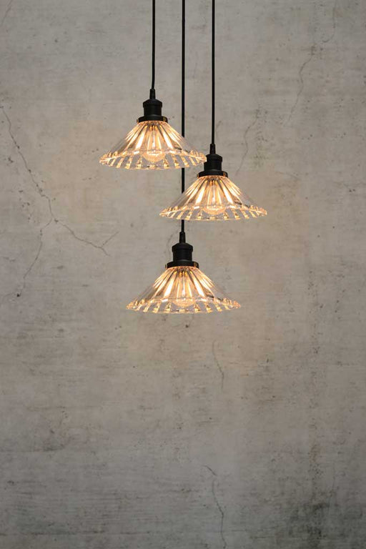 Fluted glass store chandelier