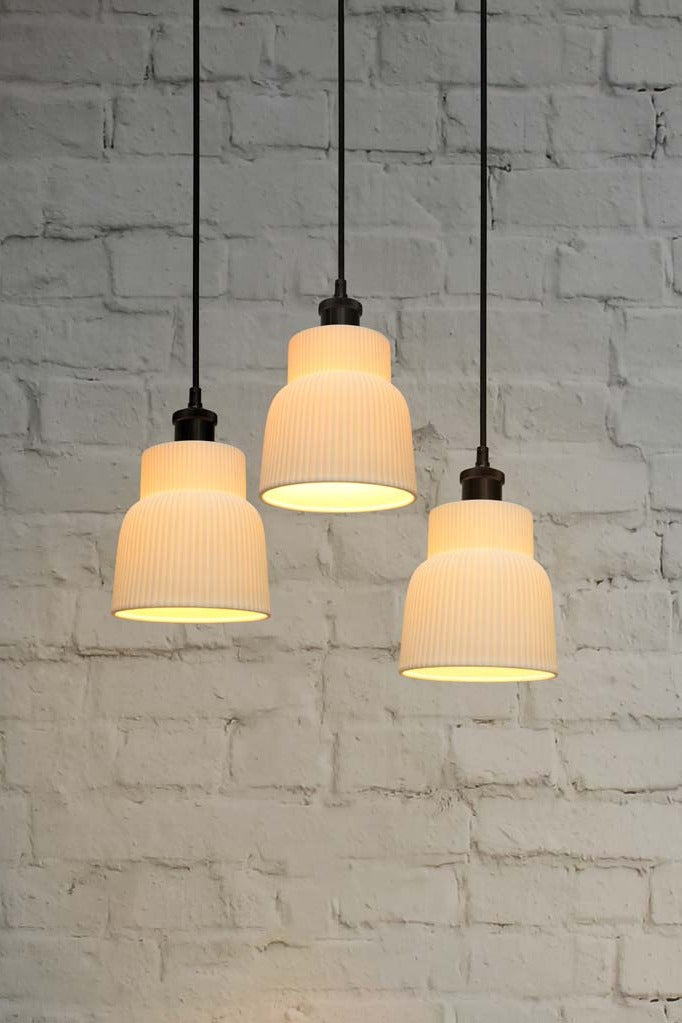 Verona Ceramic Multi Light Pendant with black 3 cords 