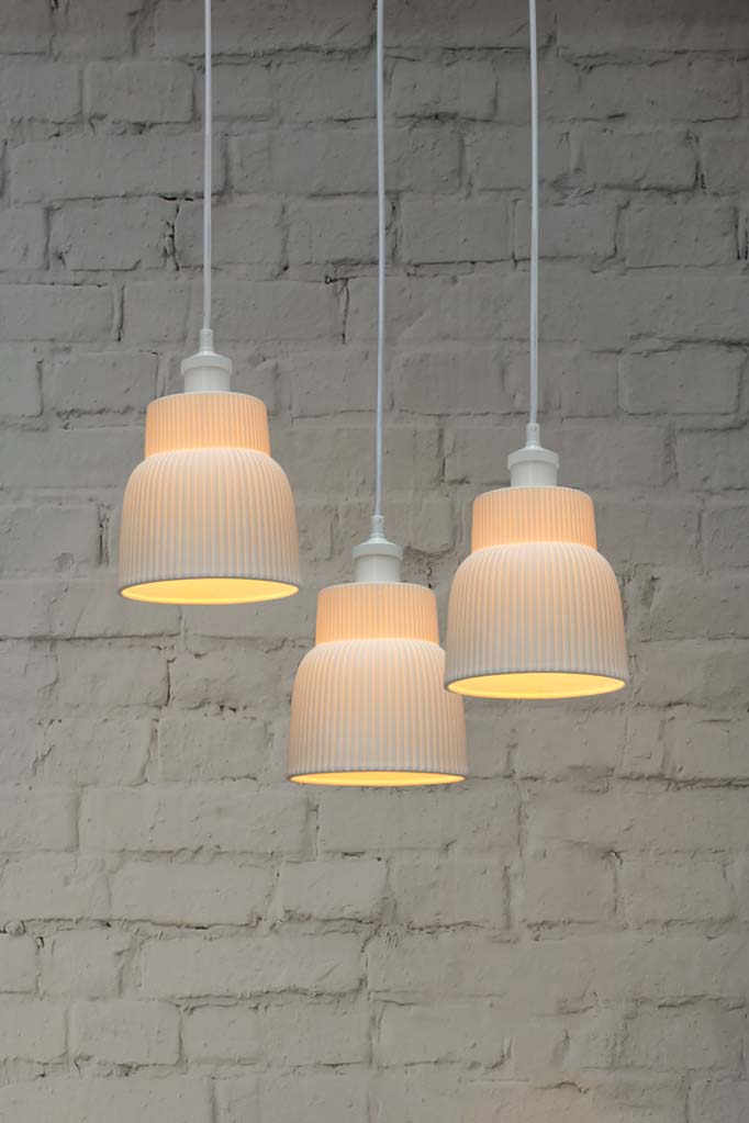 Verona Ceramic Multi Light Pendant with white 3 cords