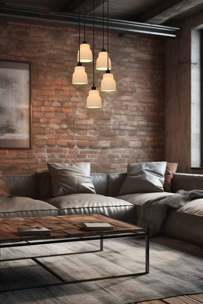 Verona Ceramic Multi Light Pendant in living area