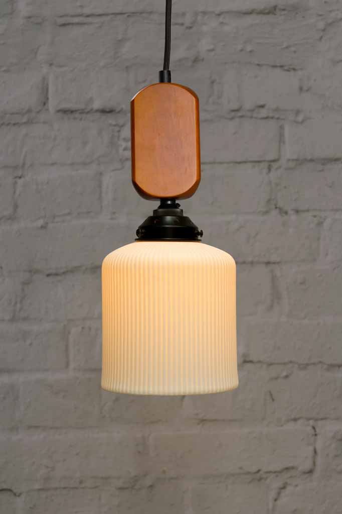 ceramic shade with wooden block