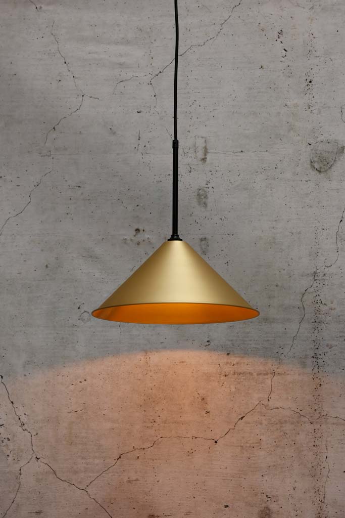 Cone Mod Pendant Light bright brass large shade