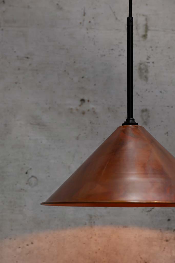 Cone Mod Pendant Light aged copper large shade