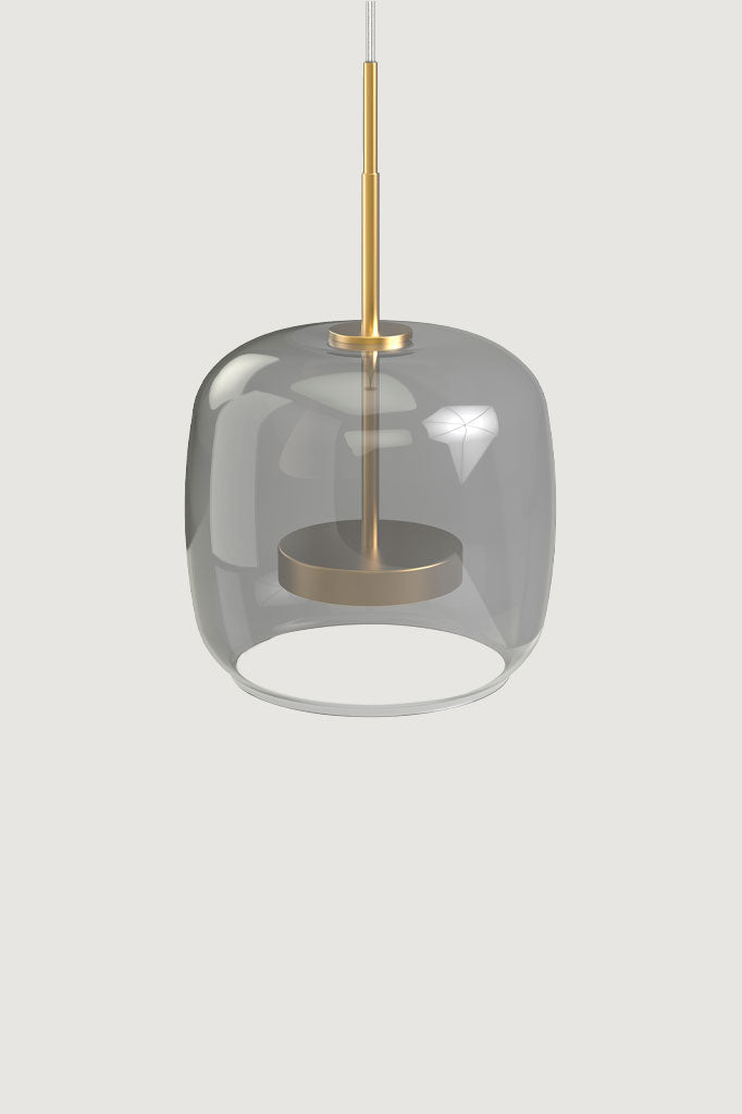 Croxley LED pendant with smokey glass shade