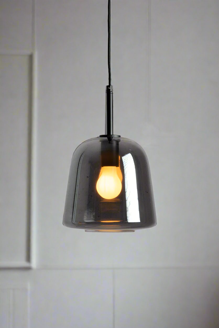 Seville Glass Pendant Light in smoke grey