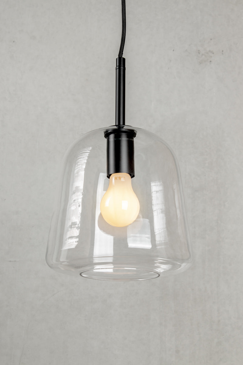 glass pendant light with a clear finish