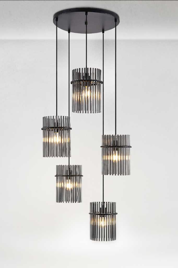 Chrysler chandelier, with glass rod shades