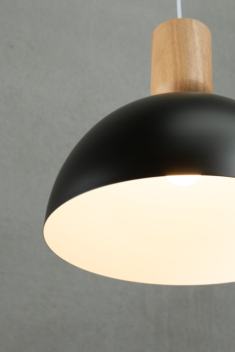 Nord pendant with wood lampholder and shade