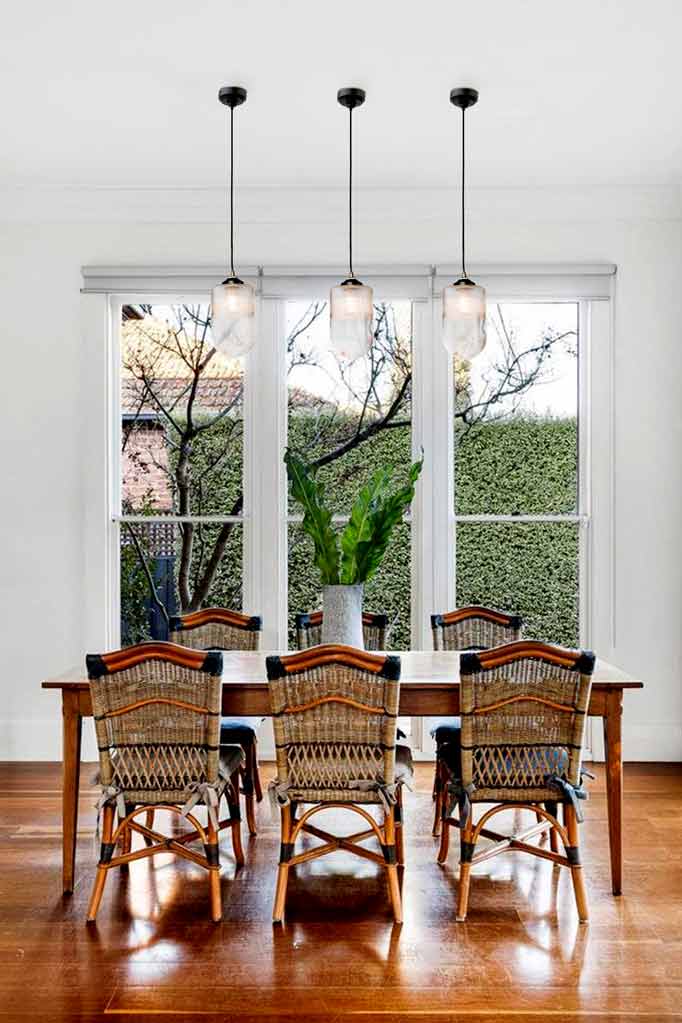 Lloyd Reeded Glass Pendant Light clear in dining room