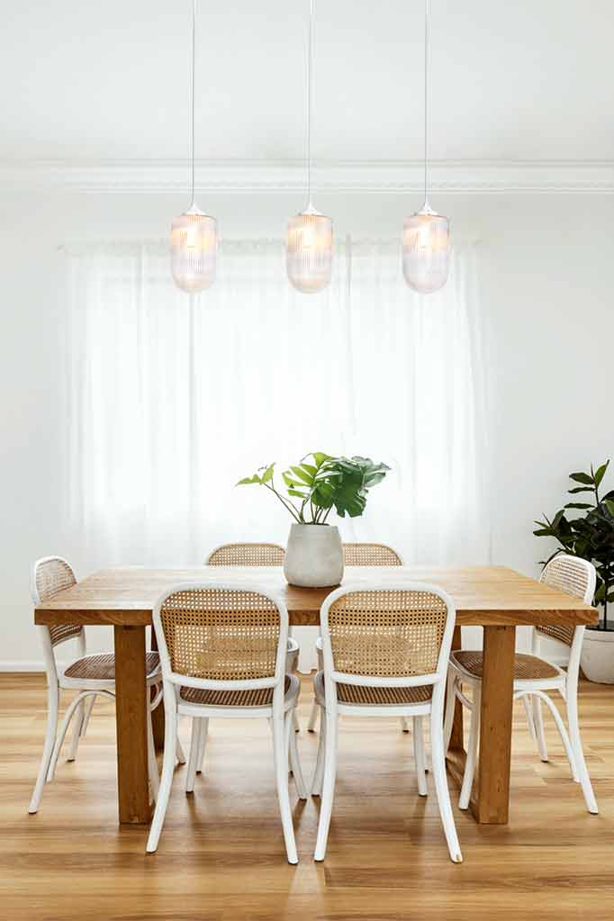 Lloyd Reeded Glass Pendant Light white in dining room