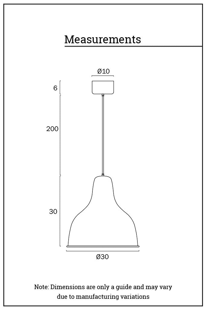 Dimension illustration of the Brookton Pendant Light.