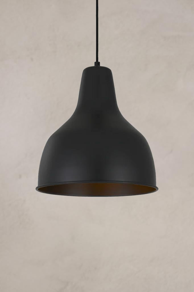 Close up of the Brookton Pendant Light in black.