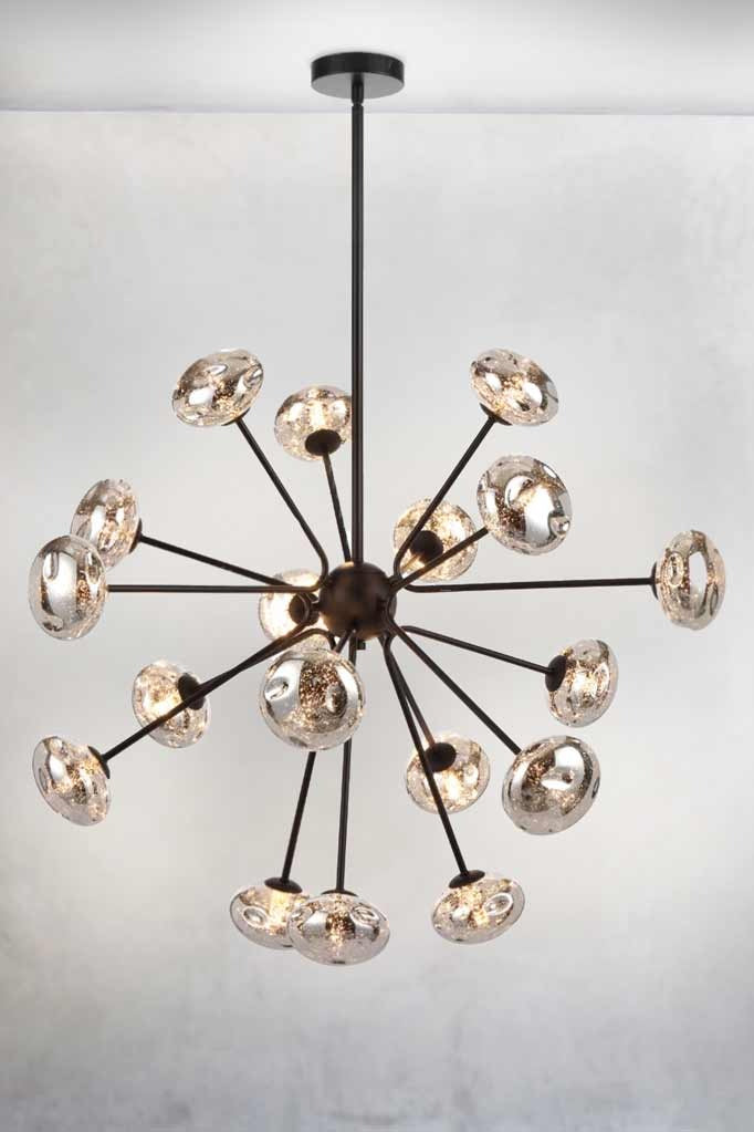 18 light glass shade chandelier with black fixture