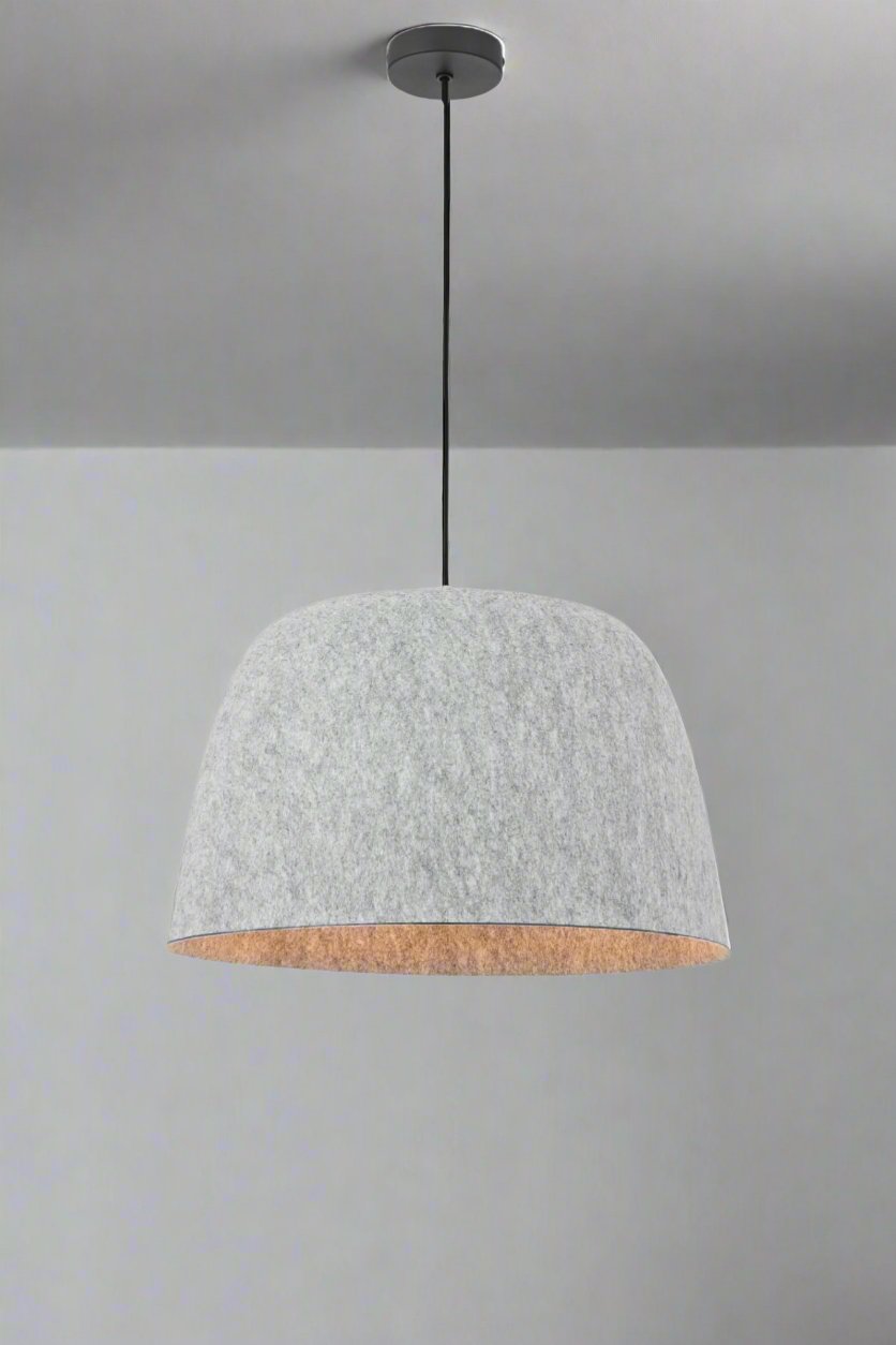 Grey felt dome pendant light