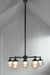 Black 5 straight arm chandelier with small clear shades. 