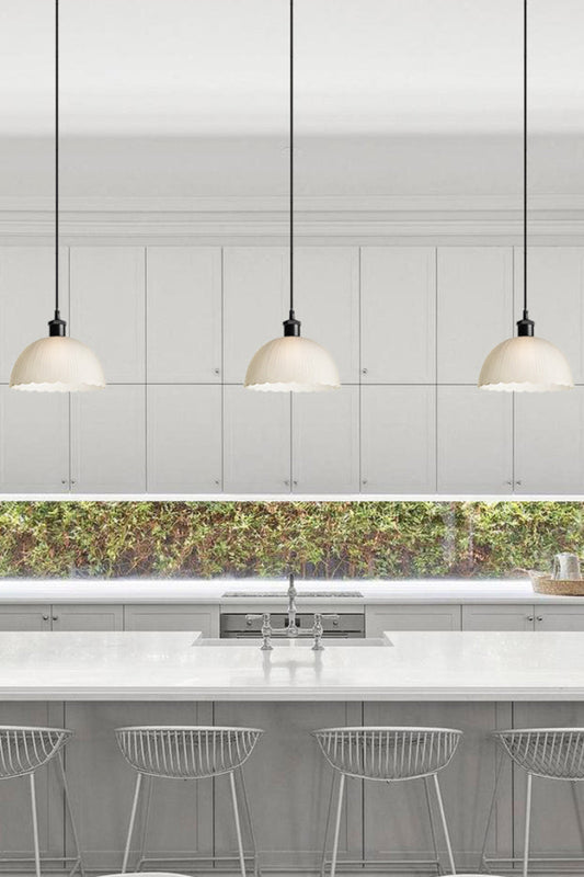 Multiple Jolimont Glass Pendant Lights over kitchen island