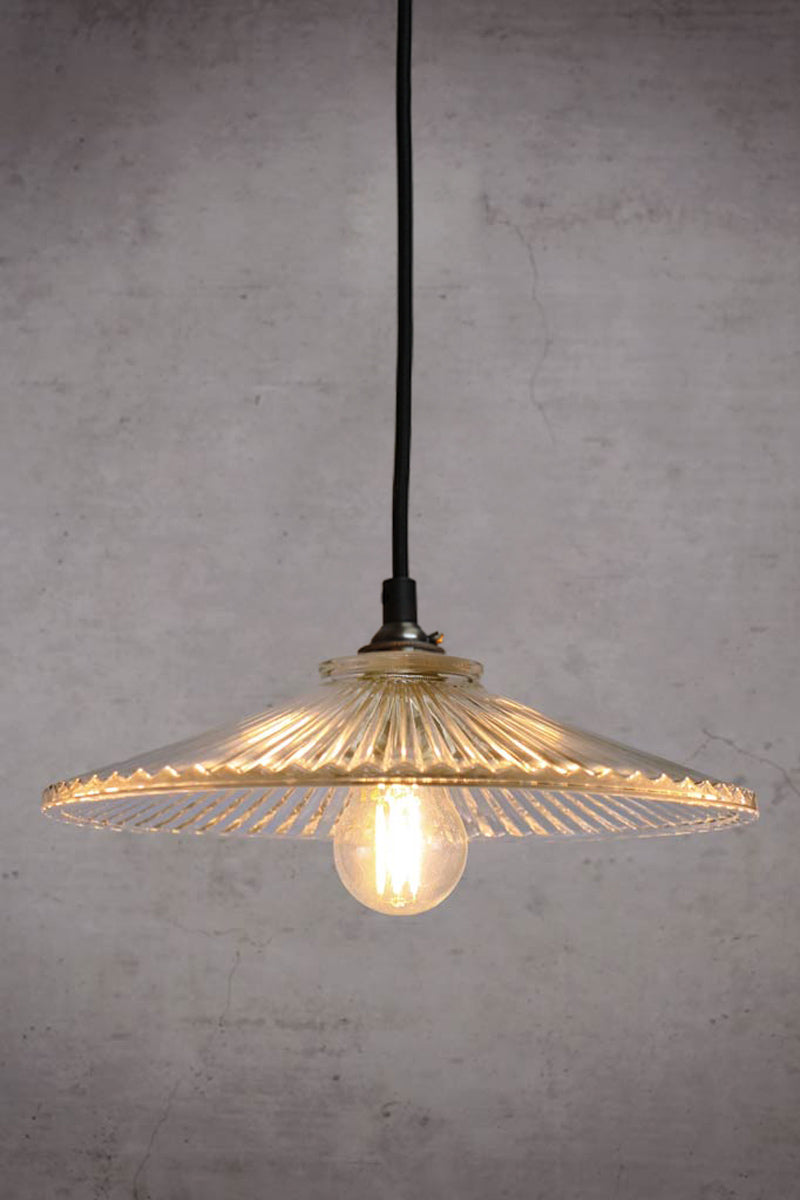 Conical glass light shade. vintage glamour pendant lights. hanging bathroom lighting.