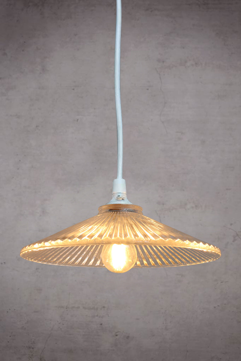 Cone glass pendant light with white cord