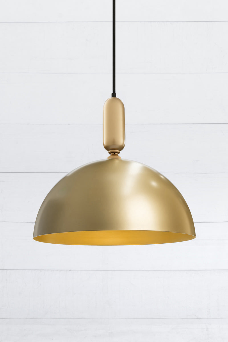 large gold/brass Dome shade on gold brass tube cord