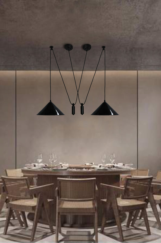 Cone Pulley light over dining table