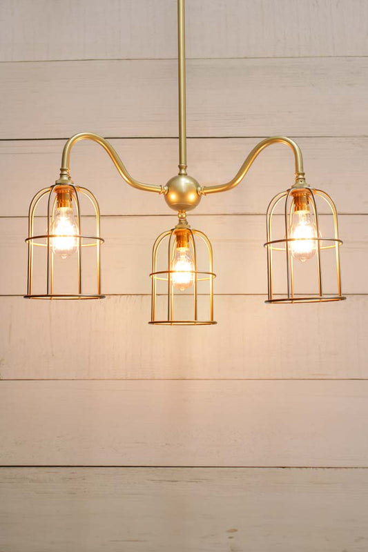 Industrial Gooseneck Cage Chandelier