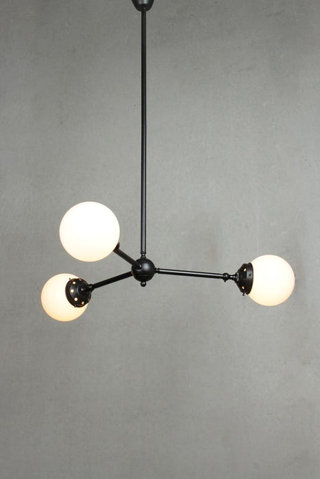 triple arm multi light pendant in black