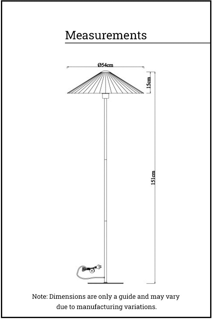 measurments of floor lamp