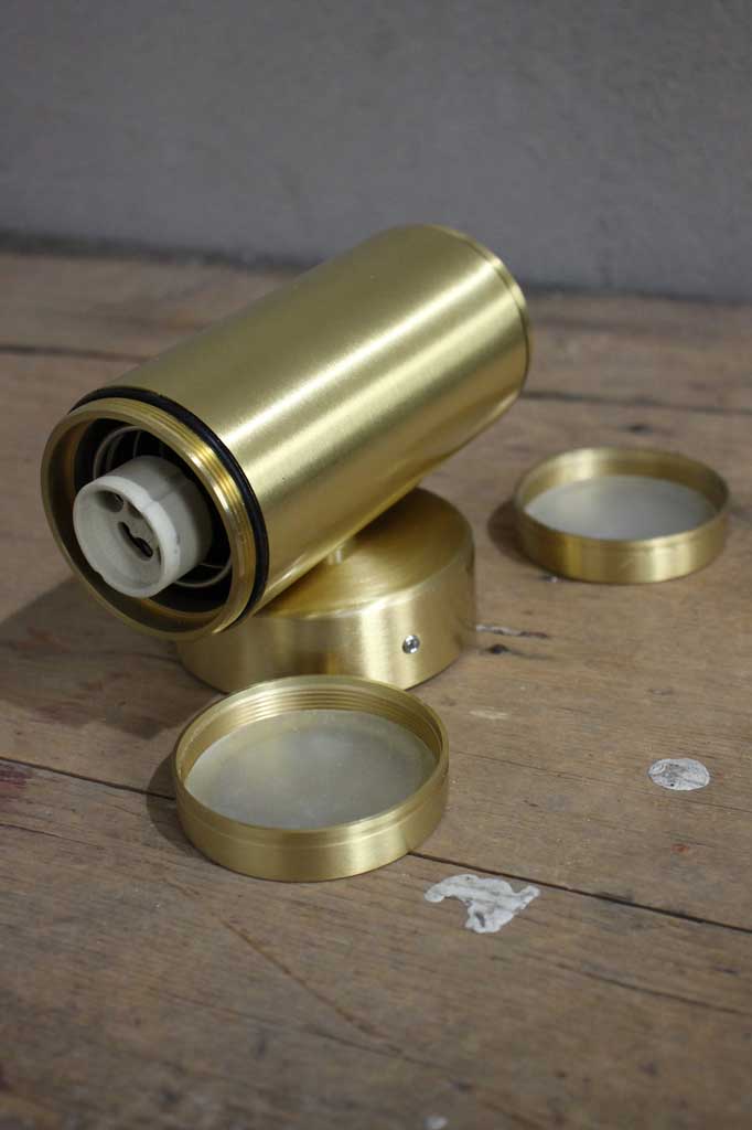 Polished-brass-up-down-spotlight with lenses off